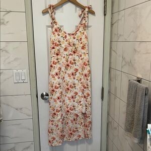 Abercrombie & Fitch Floral Midi Dress - Pink and Cream